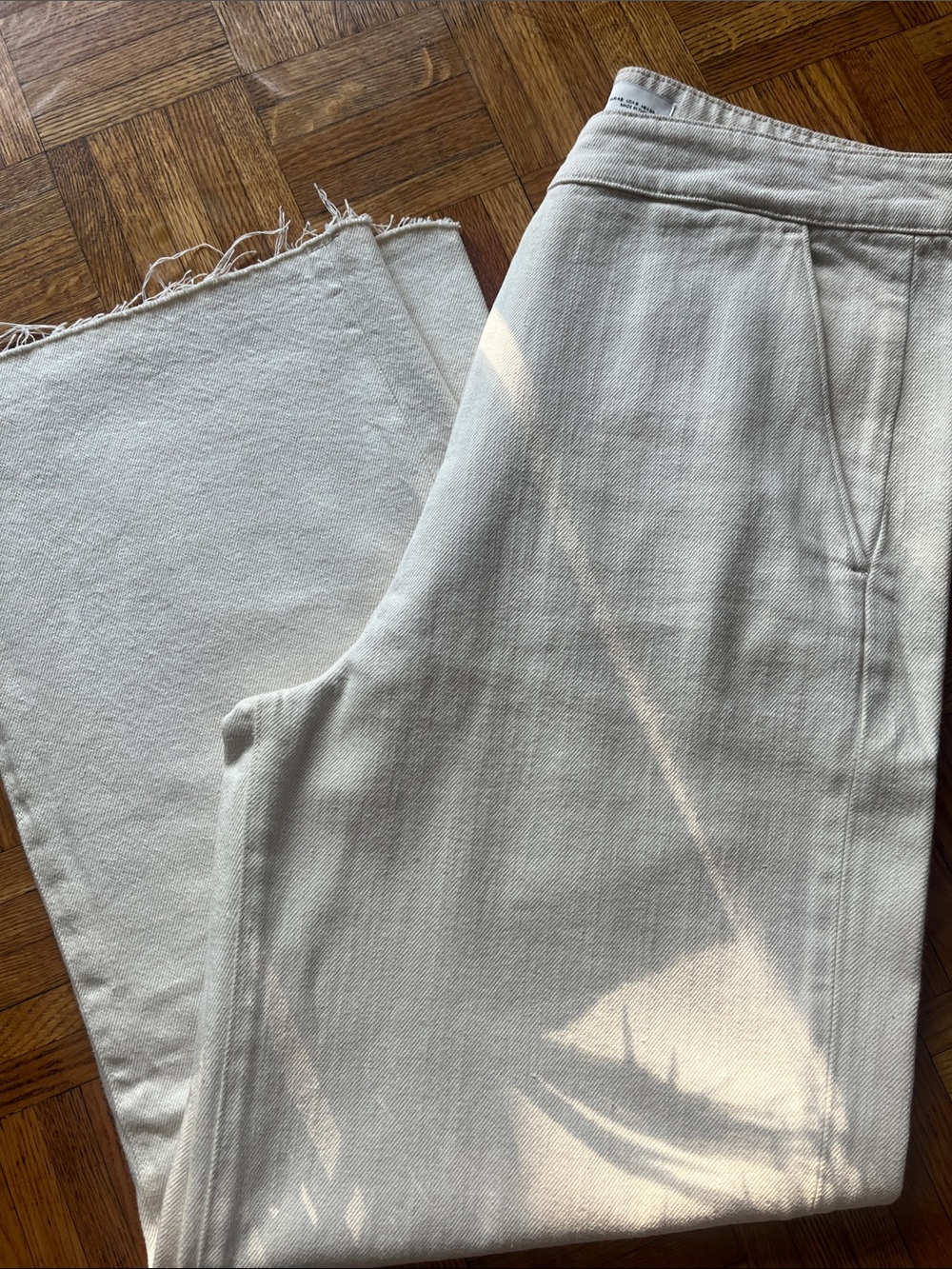 ZARA Cream High-Rise Straight Chinos